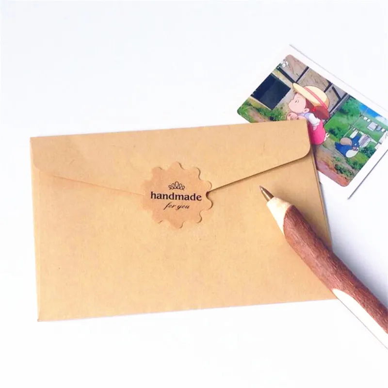 

100pcs/pack Handmade For You Cowhide Seal Package Paper Stationery Sticker Gift Of High Quality