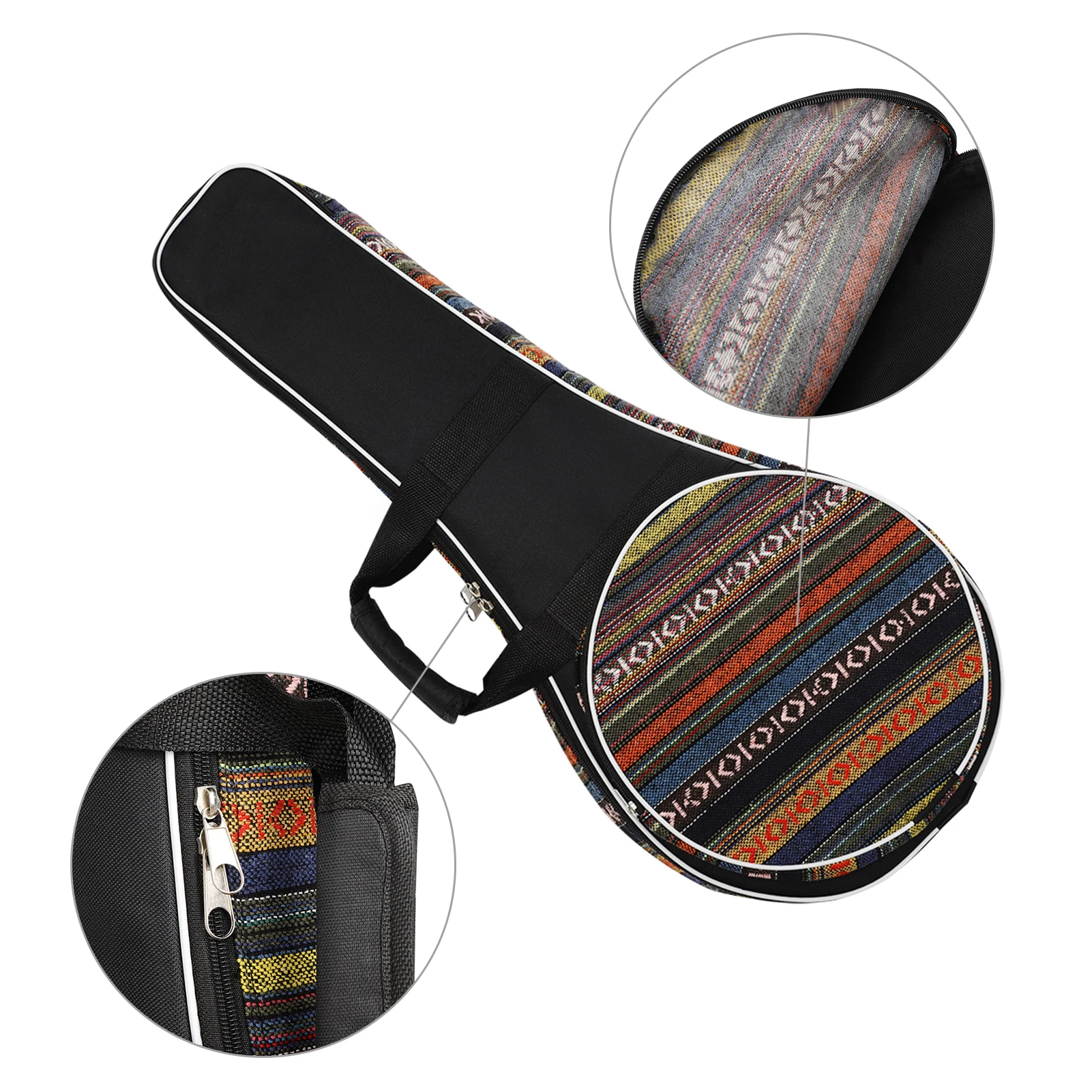 

Muslady Style Mandolin Gig Bag Stylish Padding Zippered Backpack with Carry Handle & Shoulder Strap