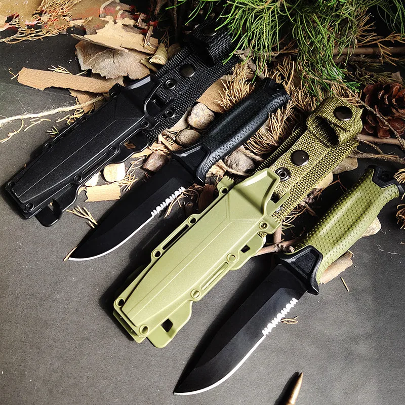 Черный и зеленый фиксированный нож кемпинг охотничий Военный рукоятка из АБС 12C27
