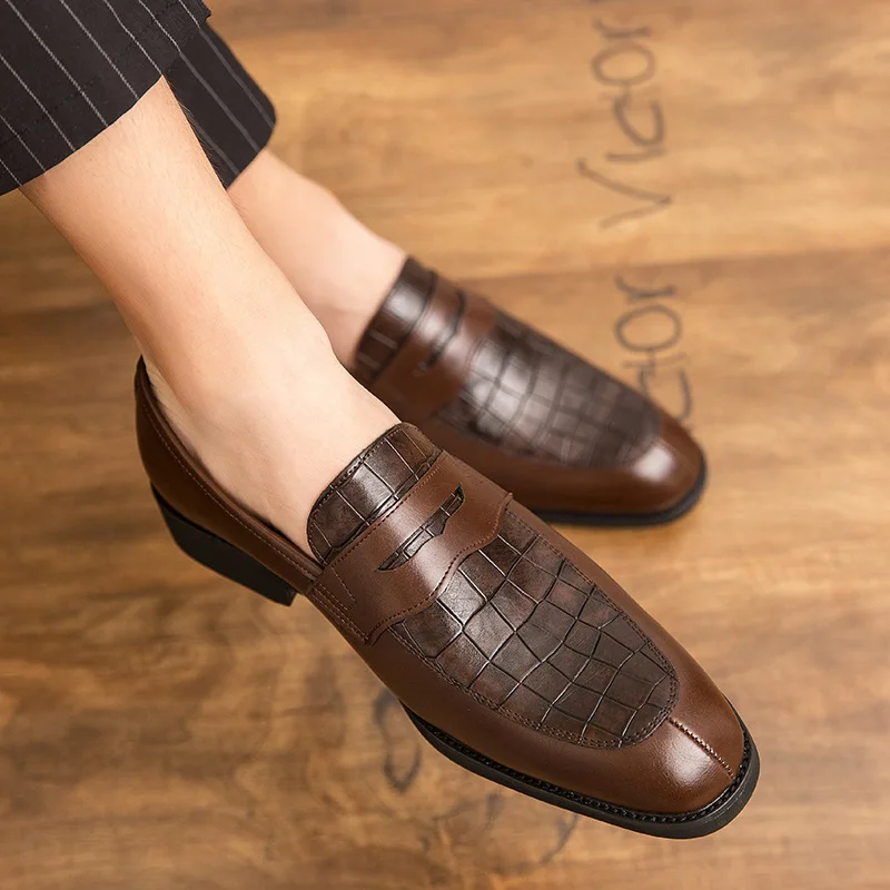 IMAXANNA Leather Shoes Man Dress Shoes Luxury Brand 2020 Mens Loafers Breathable Slip On Wedding Shoes Plus Size 37-47