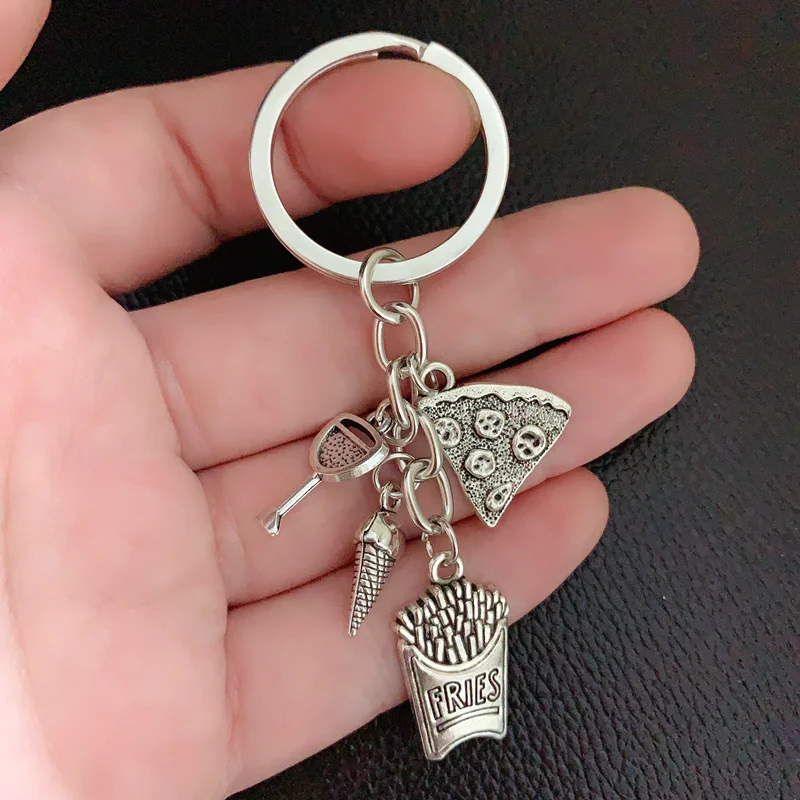 1 шт. кольцо для ключей от еды картофель фри мороженое брелок в виде пиццы