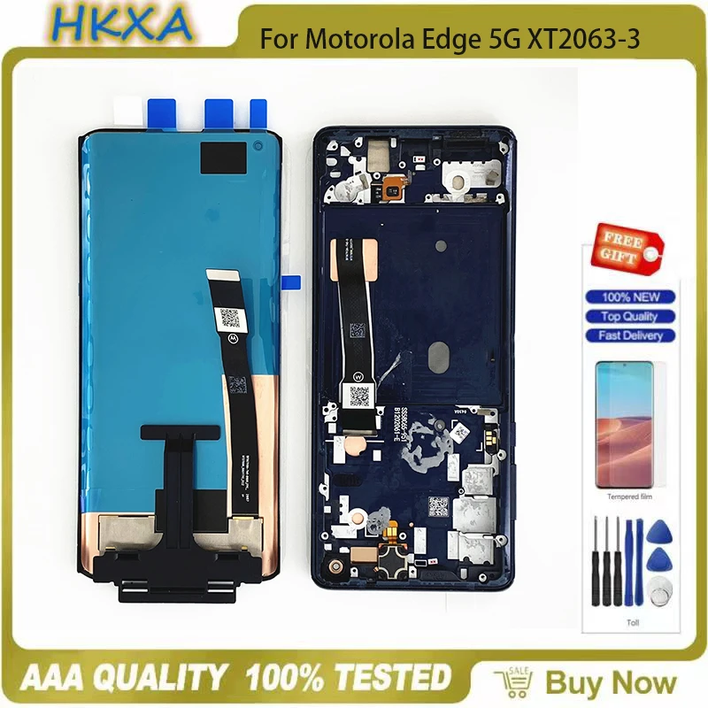 Original para Moto EdgeXT2063-2 XT2063-3 versi&oacute;n terminada pantalla digitalizador Asamblea BlackTouch Pantalla de reemplazo de piezas y herramientas-1