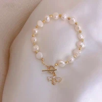 freshwater pearl micro inlaid zircon bee bracelet advanced luxury bracelet ins fashion simple bracelet female