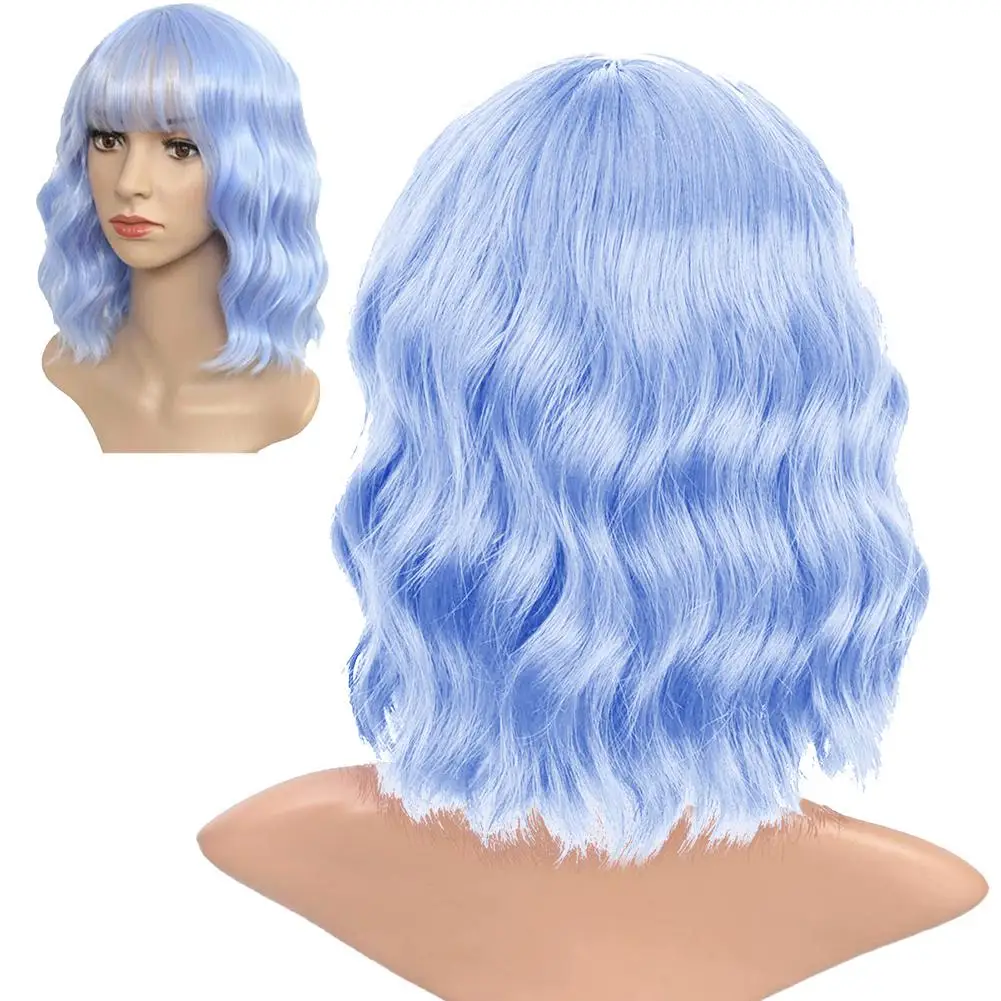 Энергичный короткий золотой парик вьющиеся волнистые с челкой женские розовые