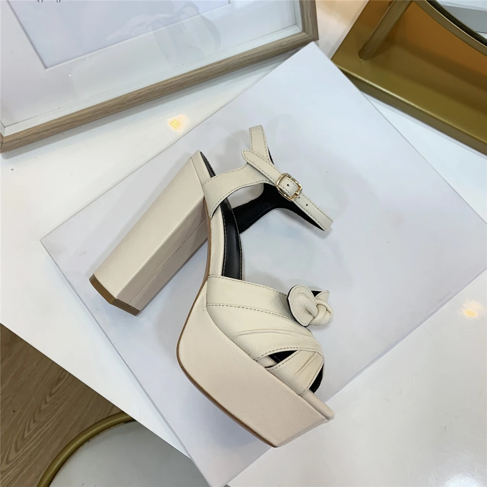 Сандалии женские из натуральной кожи босоножки на платформе открытый носок