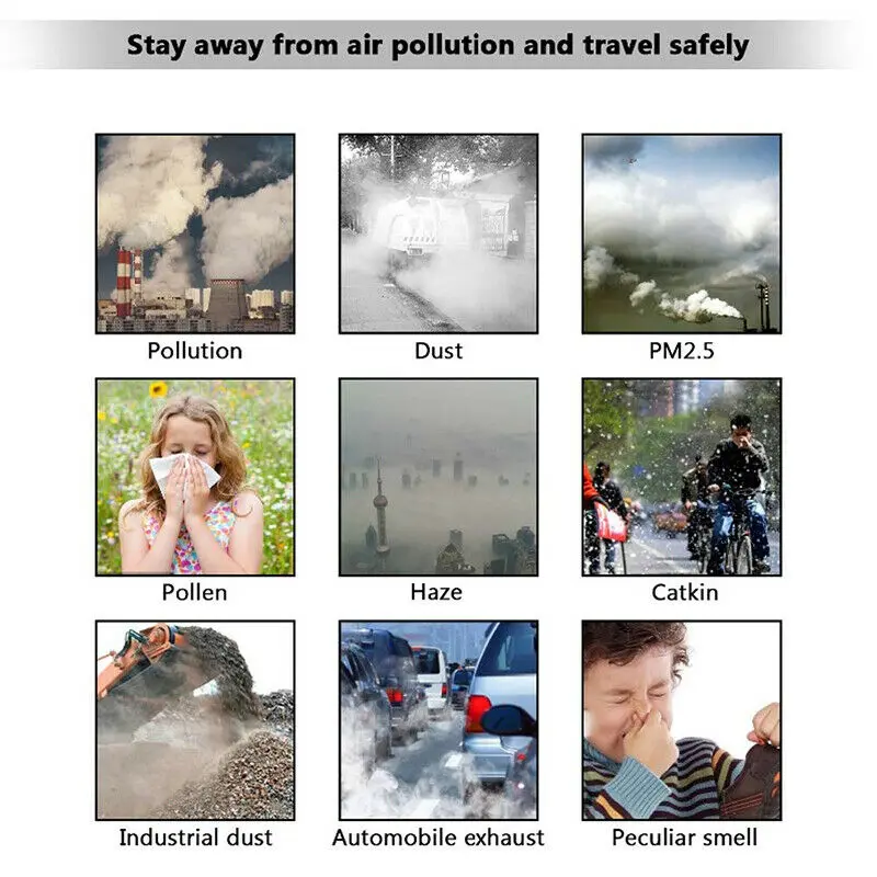 5 шт. PM2.5 моющаяся велосипедная маска для лица с фильтром дыхательный клапан