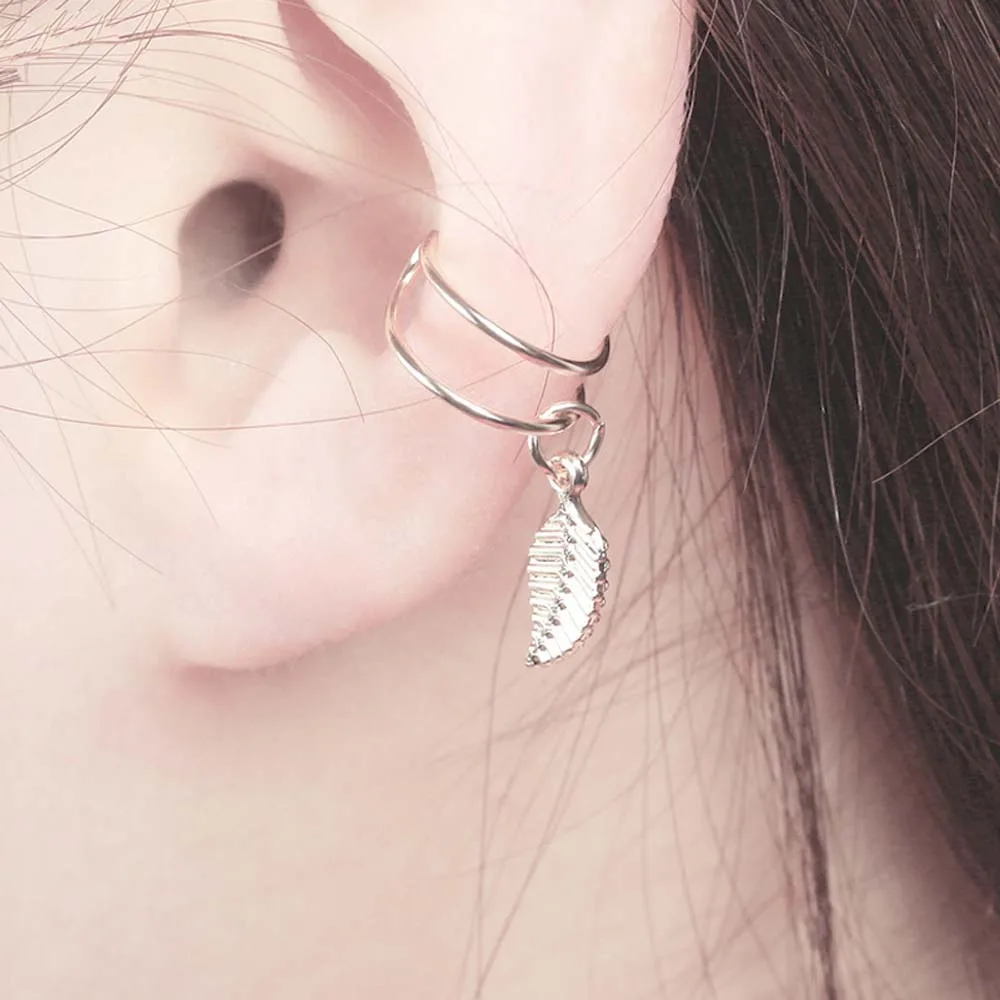 Винтажный лист не пирсинг каффы для ушей крутая цепочка в стиле панк рок крест