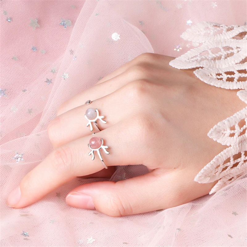 Милые лося рога голова кота опал чудесные вечерние кольца Клубника Кристалл