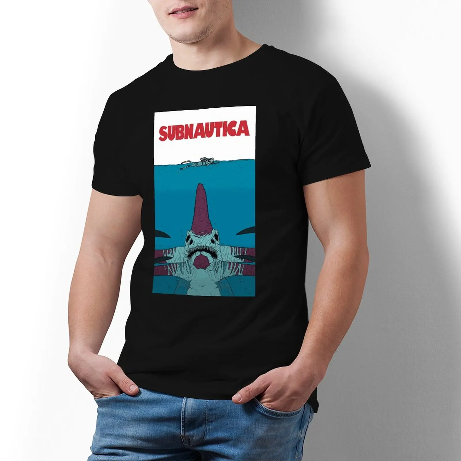 

Футболка Subnautica, забавная хлопковая Пляжная футболка с коротким рукавом, графическая футболка, Мужская футболка оверсайз