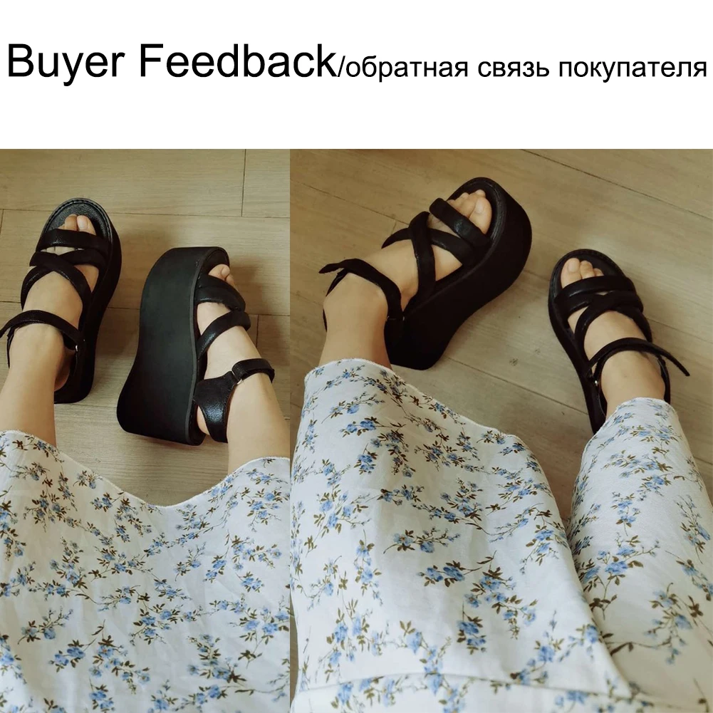 

New Arrivals Brand Platform Open Toe Wedges Thick Bottom Goth Women Sandals Round Toe Hook Loop Gladiator Cosplay Women Shoes