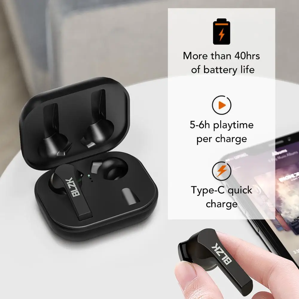 BLZK наушники вкладыши TWS Bluetooth 2200 мАч зарядным устройством Беспроводной 9D супер