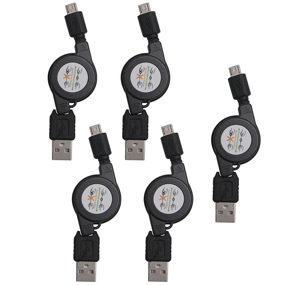 

5 Pcs Micro USB to USB 2.0 Retractable Charger Cable Cord Data Sync Charging New 1XCE
