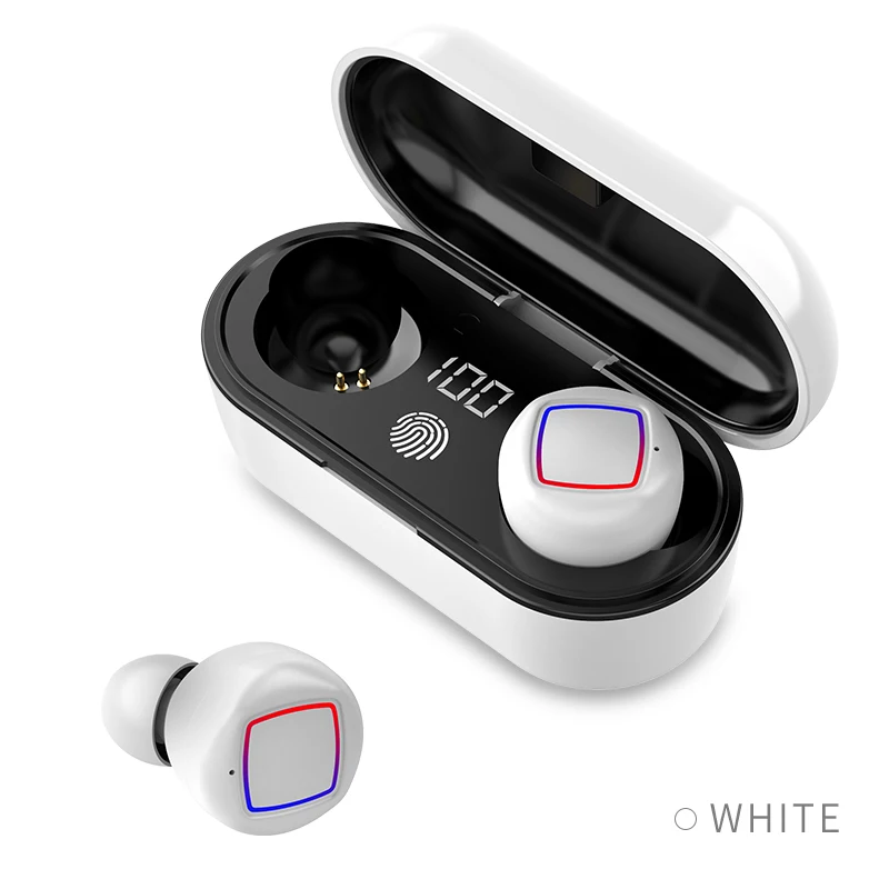 Белый TWS T8 Bluetooth 5,0, беспроводные наушники IPX6, водонепроницаемая Спортивная гарнитура, наушники-вкладыши с глубоким басом, стерео наушники, сенсорное управление с микрофоном - Цвет: Белый