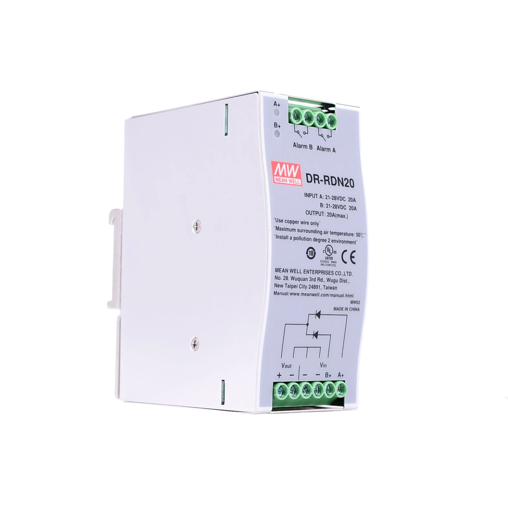 Módulo de Redundância da Fonte de Alimentação Original Meanwell Médio 30 v Max dc 20a Bem Dr-rdn20