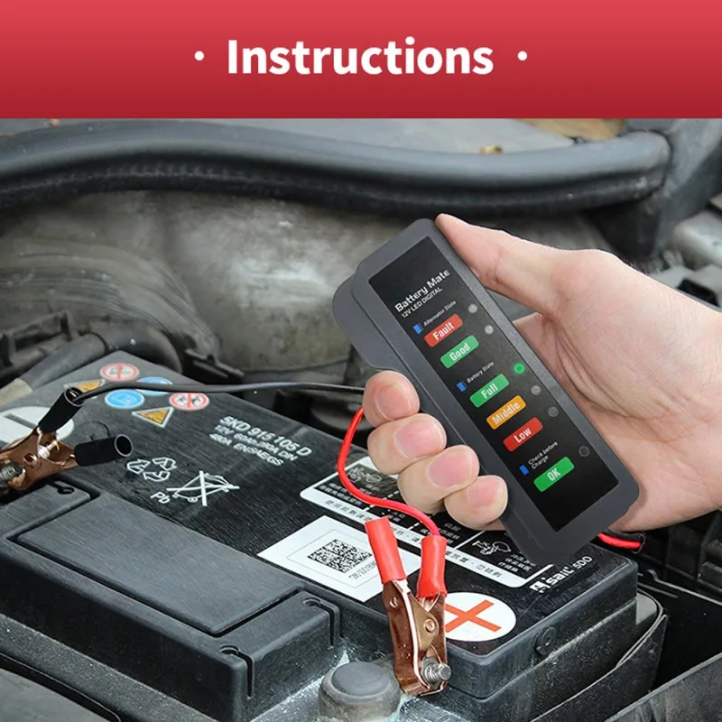 

12V Car Battery Tester BM310 Digital Alternator Tester Check Battery Condition Alternator Charging For Car Motorcycle