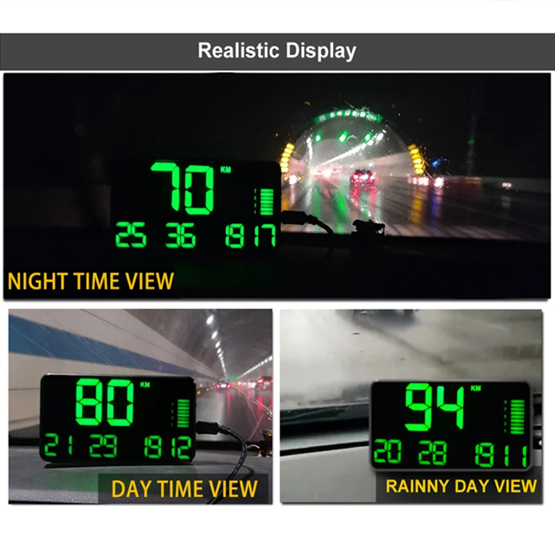 Автомобильный Hud-дисплей 5 дюймов GPS измеритель скорости C90 км/ч для автомобиля