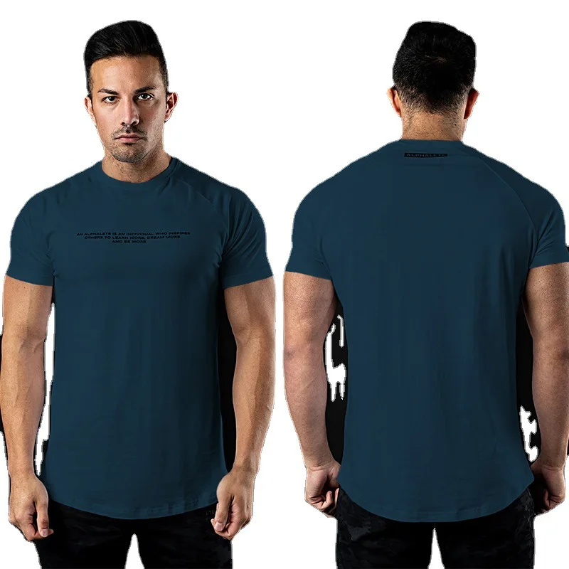 

Muscle Workout Brothers Summer New Trendy Sports Loose Short Sleeve round Neck Cotton Printed T-shirt2021