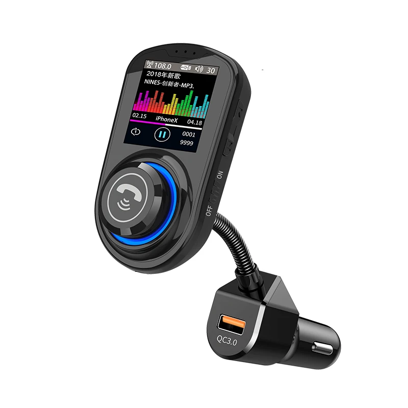 Автомобильный FM трансмиттер с цветным экраном Bluetooth 5 0 беспроводной модулятор mp3