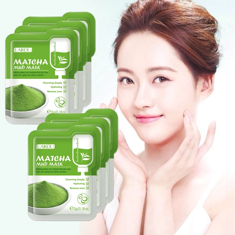 

3PCS Matcha Mud Face Mask for Face Care Remove Blackhead Black Mask Deep Cleansing Hydrating Moisturize Anti Wrinkle Face Mask