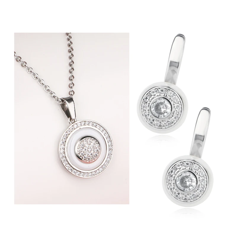 Комплект из колье и серёг цвета розового золота серебра|Ювелирные наборы| |