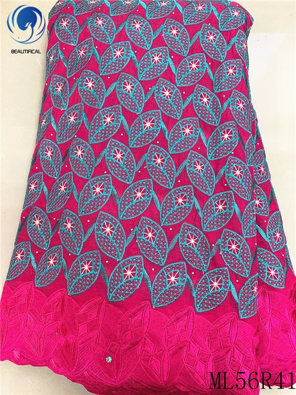 

BEAUTIFICAL Cotton african fabrics 2020 New arrival voile lace fabric embroidery cotton nigerian lace fabric for women ML56R41