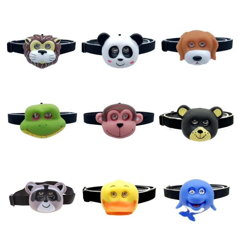 

Child's Headlight with Headband Cartoon Animal Headlamp SOS Flashlight Kids Gift