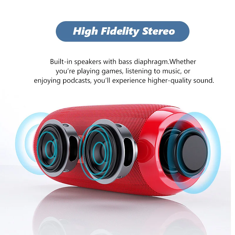 TG117 Hifi Portable Speaker Waterproof Wireless Bluetooth Column Bass hifi Soundbar Surround Subwoofer support usb aux fm radio |