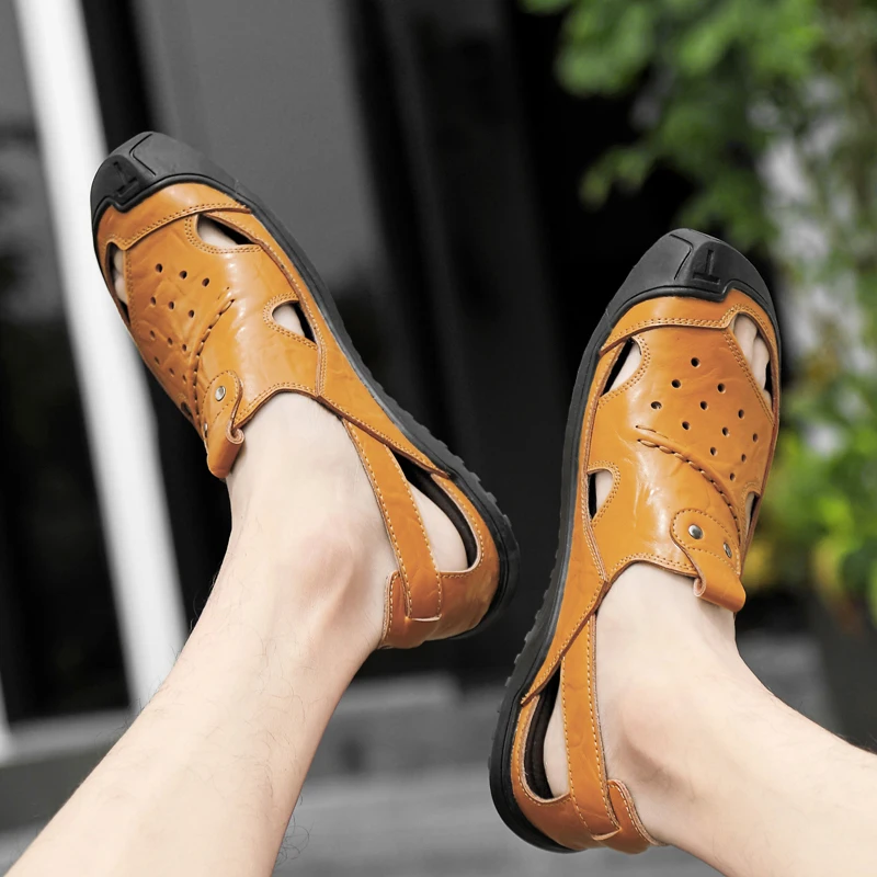 

uomo zandalias de sandal leather herren cuero outdoor verano male sandalen fashion summer sandalsslippers sandale sandals-men