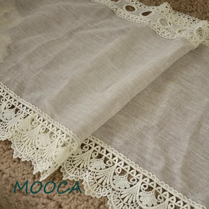 Хлопчатобумажная льняная кружевная занавеска короткая готовая для кухни caffee |