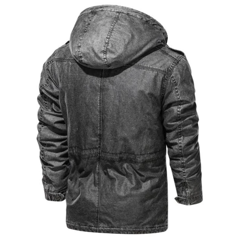 Мужская зимняя длинная теплая парка с толстой капюшоном Куртка Пальто Верхняя