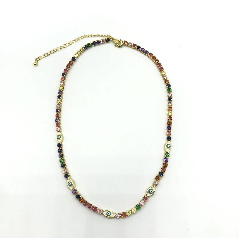 5pcs/lot New Arrival Tennis Chain Chocker With Enamel Turkish Eye Gold Filled Trendy Women Necklace | Украшения и аксессуары