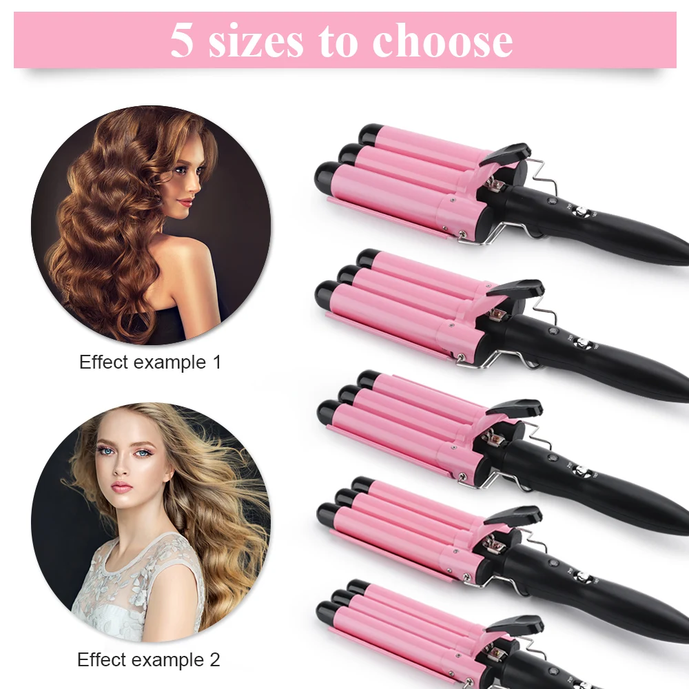 

Professional Hair Curling Iron Ceramic Triple Barrel Air Curler Wand Curler Triple Barrel Electric Hair Waver Curly Perm Splint