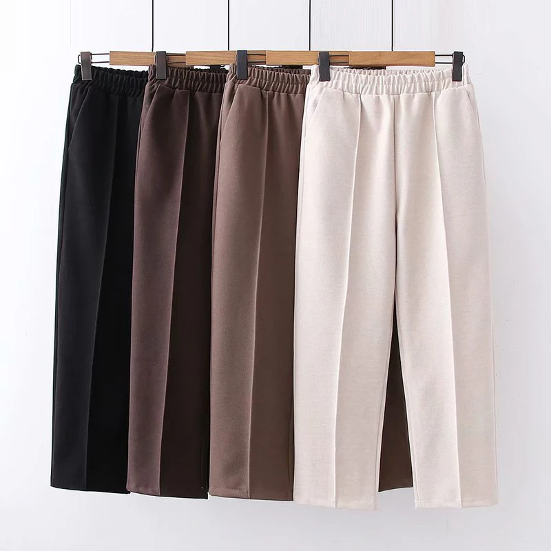 

Брюки женские Однотонные эластичные, с высокой талией, осень 2020