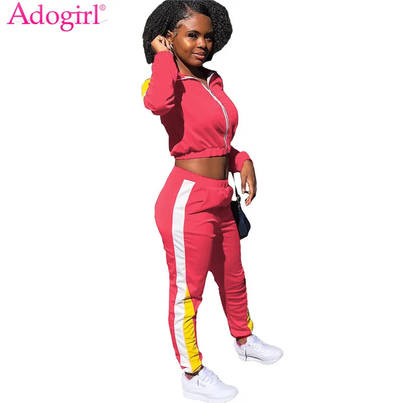 Спортивный костюм Adogirl женский из двух предметов цветная куртка на молнии с