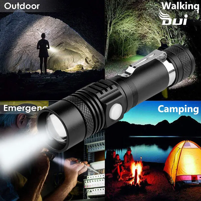 Светодиодный фонарь DUI перезаряжаемый от USB-аккумулятора водонепроницаемый