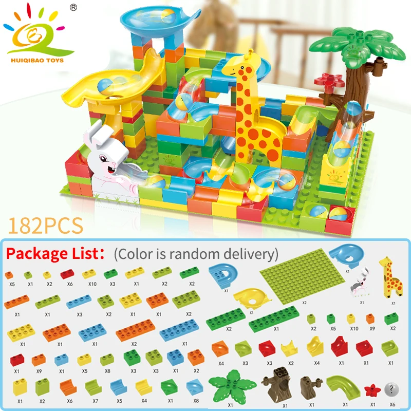 HUIQIBAO 182 шт. животные мрамор гонки большие строительные блоки большой размер набор