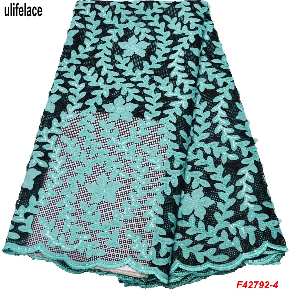 

ulifelace African French Net Lace Fabric 3D Applique Embroidery Sequins Nigerian Lace Fabrics For Wedding Dress Material F4-2792