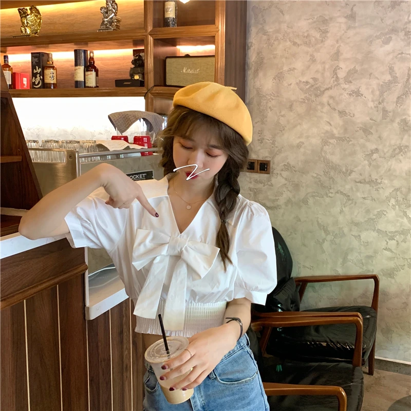 Блузка женская шифоновая в Корейском стиле милая Повседневная рубашка с