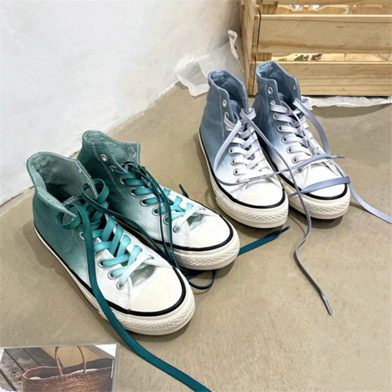 

Brand High top Shoes Men Casual Sneakers Lace up Canvas Shoes Gradient Colors Vulcanized Shoes Male Footwear Spring Autumn 2020