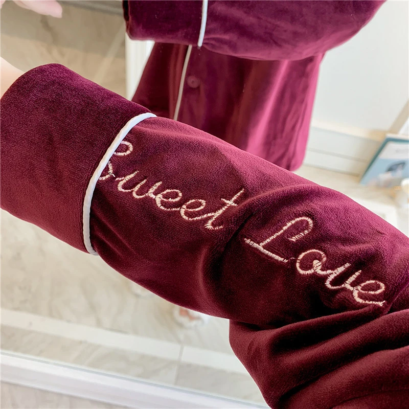 

Winter pajamas ladies thick warm long-sleeved home service elegant suit pajamas party bride dressing gown bathrobe