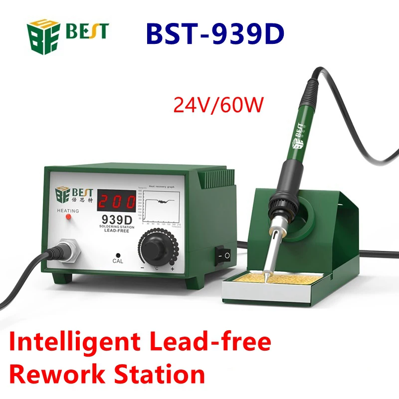 New 24V 60W BST-939D Soldering Station Intelligent Lead-free Rework Station Electric Iron Repair Solder Tools Thermostat Control