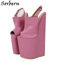 sorbern custom 30cm extreme high wedges women pumps slingback peep toe ankle strap thick platform fetish shoes drag queen pump