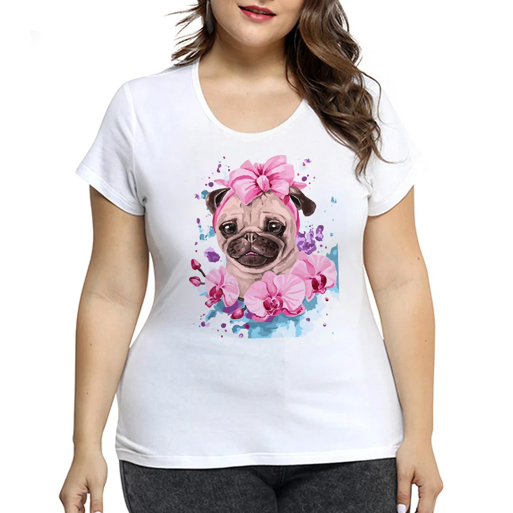 

Women T shirts 2021 Fashion Cartoon Dog Print Ladies Tees Short Sleeve Tshirts Graphic harajuku Female T-shirts Plus Size 4XL
