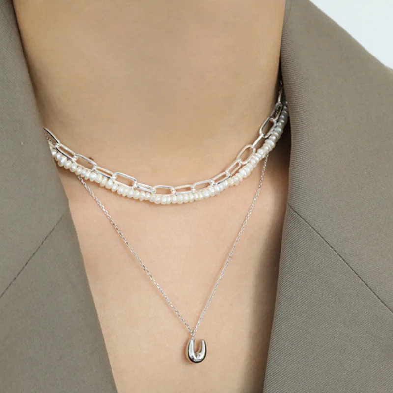 

Geometric Pendants Necklaces Sterling Silver 925 For Women Minimalist Trendy Shaped Necklace Joyeria Fina Para Mujer Jewellery