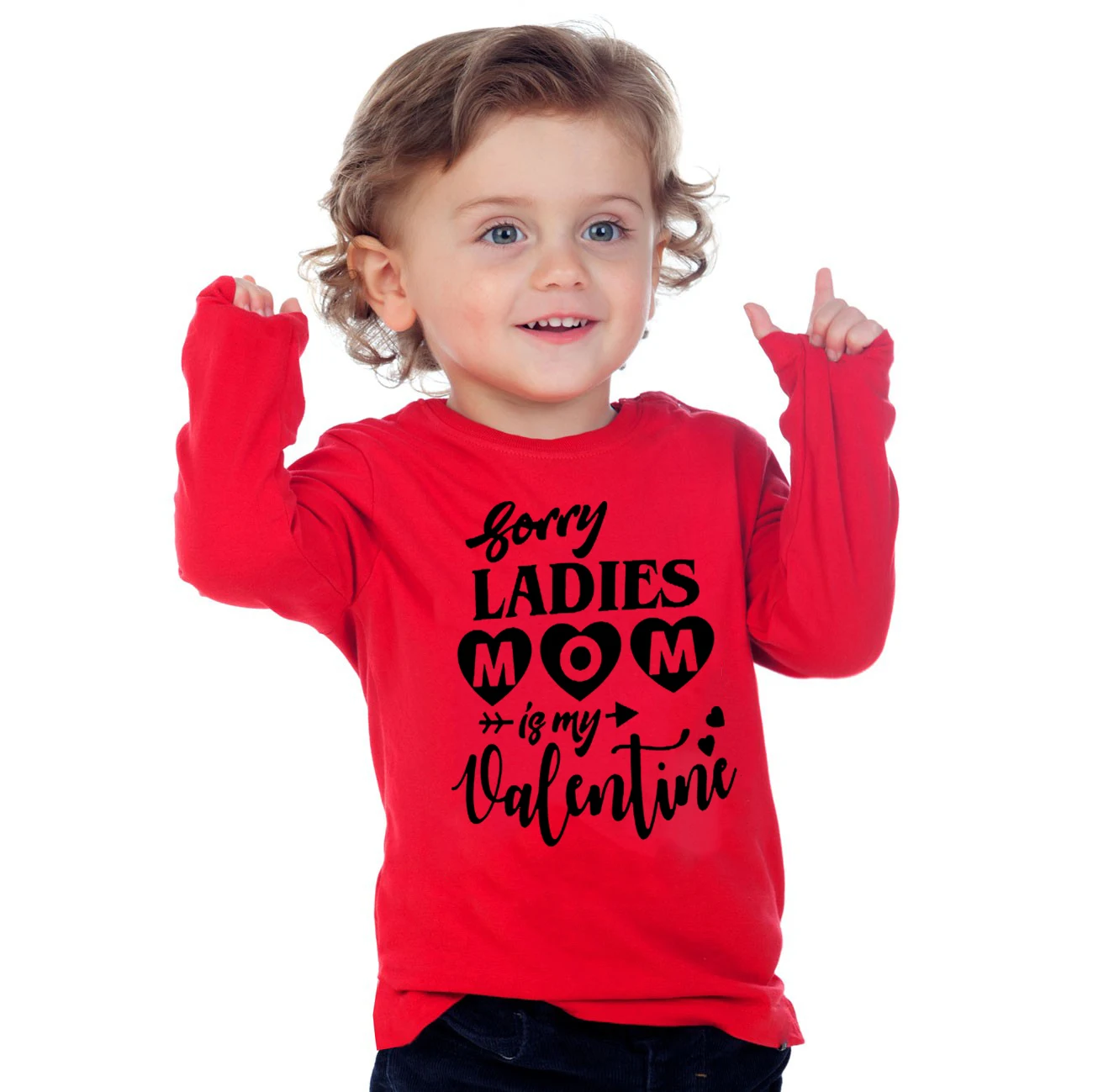 

Детская одежда с надписью «Mommy Is My Valentine», забавная Праздничная футболка с длинными рукавами для маленьких мальчиков, Детская Повседневная м...