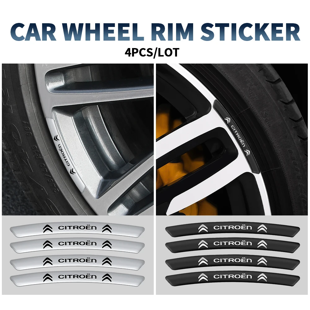 

Car Accessories 4PCS Racing Rim Wheel Stripes Decal Flat Glue Sticker For Citroen C1 C4 C4L C5 C6 VTS C-ELYSEE WILD RUBIS SPIRIT