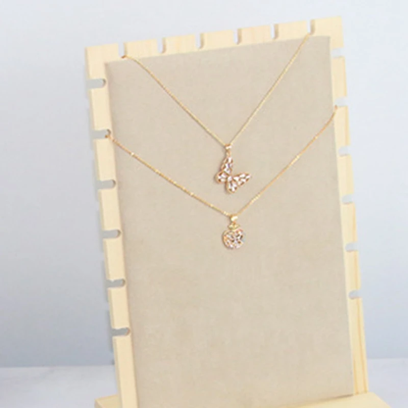 

Wood Jewelry Pendant Necklace Display Holder Rack Organizer Storage Case,Detachable Beige