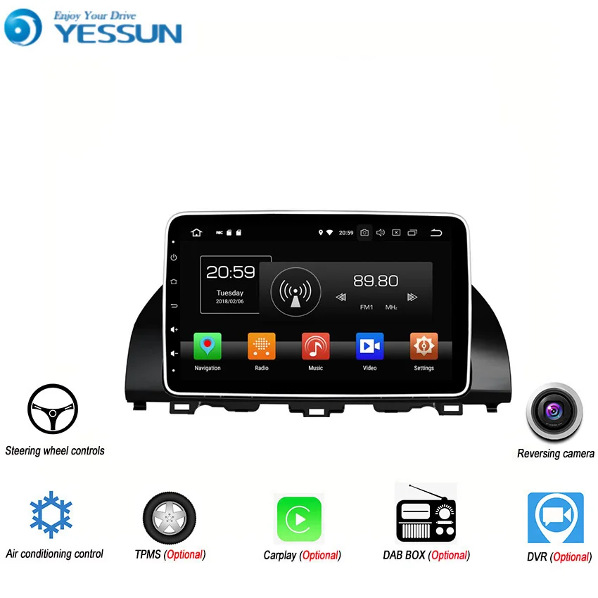 YESSUN Android 8 0 4G RAM для Honda Accord 2018 Inspire Автомобильный навигатор GPS мультимедийный плеер