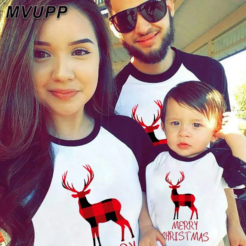 Осенне зимний хлопковый комплект с длинным рукавом и принтом оленя|Сочетающаяся