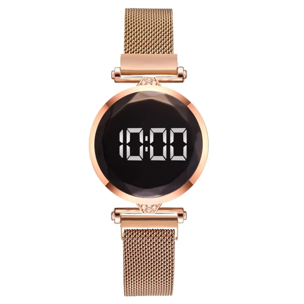 

Luxury Rose Gold Digital LED Watches For Women Ladies Dress Bracelet Magnetic Quartz Clock Wristwatch relogio feminino